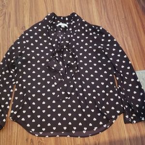 LOFT Heart Patterned Work Blouse